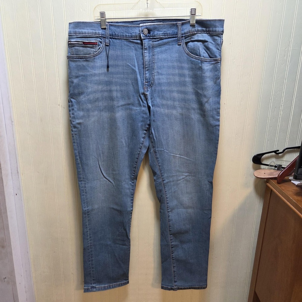Tommy Jeans Jeans Mens 38x30 Blue Regular Fit Straight Stretch Denim Pants
